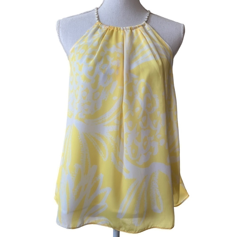 LILY PULITZER FOR TARGET YELLOW AND WHITE SLEEVELESS PULLOVER TOP SIZE SMALL